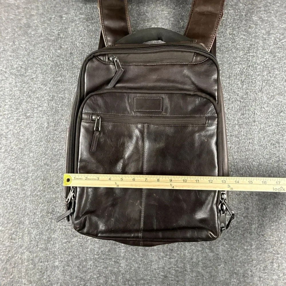 Renwick Genuine Leather RFID Laptop Backpack Brown Travel Business Bag 15”